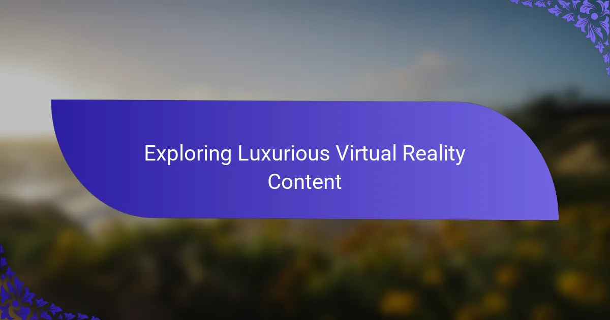 Exploring Luxurious Virtual Reality Content
