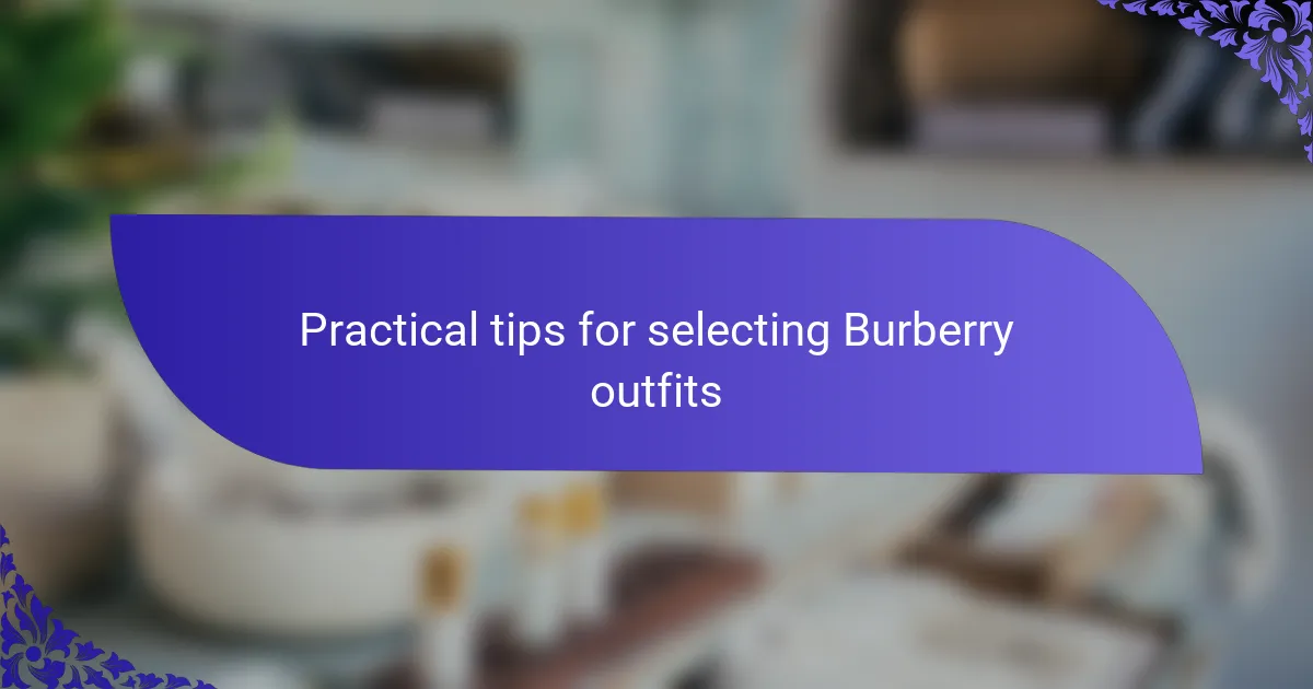 Practical tips for selecting Burberry outfits