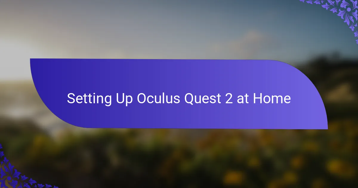 Setting Up Oculus Quest 2 at Home