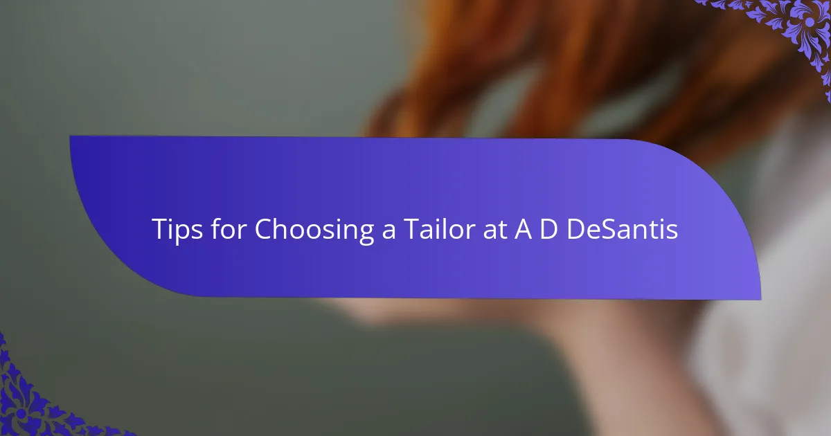 Tips for Choosing a Tailor at A D DeSantis