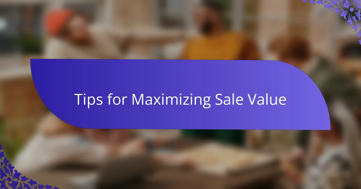 Tips for Maximizing Sale Value
